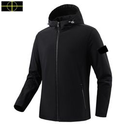 plus size coat men's brand jackets Designer stone jackets island pocket jacket long sleeve zipper Badges windbreaker embrodiery Work JacketSS outdoor jacket