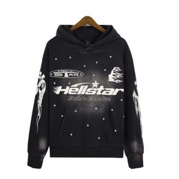 designer Hoodie Hellstar Men Pullover Spiderweb Star Flash Long Sleeve Street Hip-hop Sweatshirts Grey Black VIntage Hoodios Loose Hip Hop Hoody US SIZE