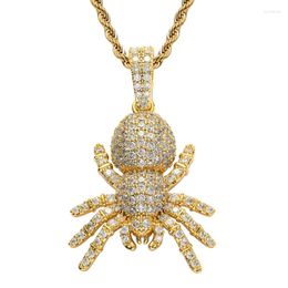 Pendant Necklaces Fashion Full Zircon Spider Pendants Gold Silver Colour Iced Out Necklace Jewellery Gift Bijoux Femme