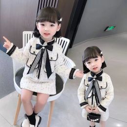 Clothing Sets Toddler Girls Plaid Pattern Clothes For Big Bow Girl Outfit Kids Tracksuit2 3 4 5 6 7T 230828