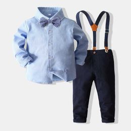 Clothing Toddler Baby Boys Set Gentleman Kids Long Sleeved Cotton Shirt Suspender Pant Suit 2pcs Sets