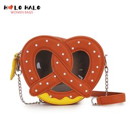 Evening Bags Novel Pretzel Bread Design Shoulder Bag for Women Small Food Shape Crossbody Bag Girls Cute Purses and Handbags Novelty Clutch 230828