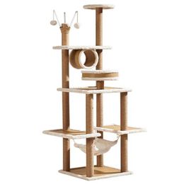 Cat climbing frame,solid wood tree house integrated DIY cat grabbing boardl Cat Supplies