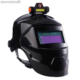 Protective Clothing Weld Grind Cut For Helmet Arc Rechargeable Welding Mask Welding Electric With Headlight Welder Process Dimming Automatic Mask HKD230826