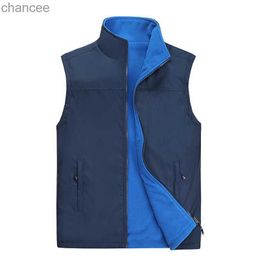 Winter Double Sided Fleece Vest Men Autumn Outdoor Outerwear Oversized Sleeveless Jacket Male Blue Waistcoat Boys Thermal Vest HKD230828