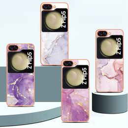 ZFlip5 33Designs Marble Soft IMD TPU Chromed Cases For Samsung Z Flip 5 4 Zflip4 Fashion Flower Ocean Bling Scale Plating Granite Stone Back Cover