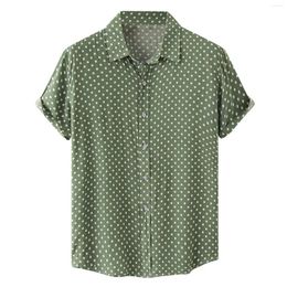 Men's Casual Shirts Hawaiian Blouse Fashion Man Ropa Turn Point Shirt Short Sleeve Down Wave Collar Print Summer For Men