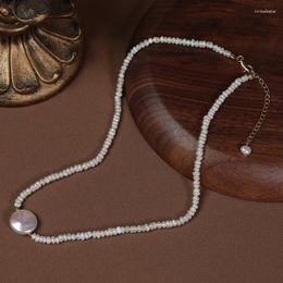 Pendant Necklaces Elegant Natural Pearl Choker Jewellery Big Button Baroque Necklace Women Luxury Mini Small Rice Pearls Chain Collar