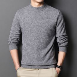 Mens Sweaters Half high round neck mens sweater 100%all wool warm solid Colour pullover bottom clothing 230828