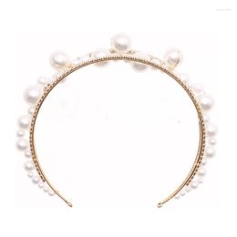 Hair Clips Style Headband Headgear Golden Handmade Pearl Rhinestone TEN