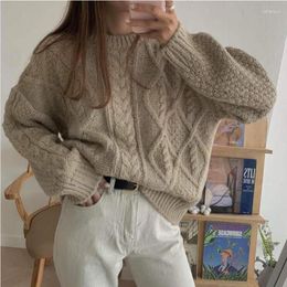 Women's Sweaters 2023 Autumn Winter Warm Pullovers Minimalist Korean Oversize Vintage Solid Ladies Jumpers CL604