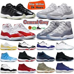 With box Jumpman 11 11s Basketball Shoes For Men Women Cherry Cool Grey 25th Anniversary Bred Pure Violet Gamma Blue Yellow Snake Citrus Mens Trainers Sport Sneakers
