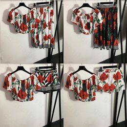 Elegant Flower Women Tops Skirt Pants High Waist Pleated Skirt Sexy Strapless Tops Retro Style Blouse Half Skirt Pants Set