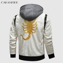 Men's Leather Faux Leather CARANFIER Men Leather Jackets Male Scorpion Embroidery Moto Coats Mens Clothing PU Winter Windbreaker Outerwear Chaquetas Hombre 230828