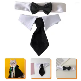 Dog Collars 2 Pcs Pet Bow Tie Kitten Accessory Necktie Adjustable Collar Cat Grooming Polyester