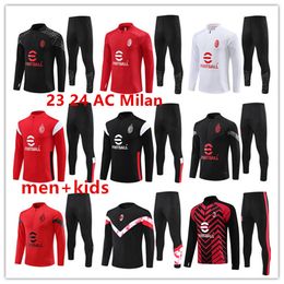 2023 2024 AC Milan Trailsuit Forma Tuta Maglia 23 24 AC Milan Eğitim Takımı Hayatta Kalma Ayağı Camiseta Forma Chandal Kit Futbol Erkekler ve Çocukları Uomo Calcio Maillot