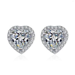 Stud Earrings Heart-shaped Moissanite Ear Studs Passed Diamond Test 925 Sterling Silver Plated Pt950 Exquisite Earring Bridal Engagement
