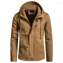 Men's Jackets Europe/US Size Est Autumn Winter Cotton Jacket Men Fashion Hooded Khaki Casual Windproof Coats Male