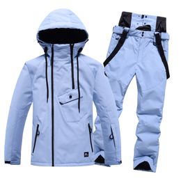 Skiing Suits 22 men women s Ski Thickened Warm Mountaineering Snowboards Snow Pants Set Overalls Windproof Waterproof 230828