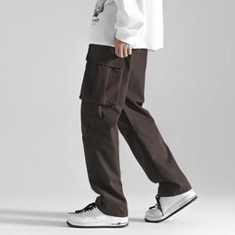 Men's Pants Cargo Trousers Man Fashion Sports Ankle Length Multi-Pockets Vertical Tube Casual Outdoor Work Stacked Slacks
