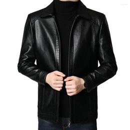 Men's Jackets Men Faux Leather Jacket Smooth Stylish Motorcycle Warm Windproof For Autumn