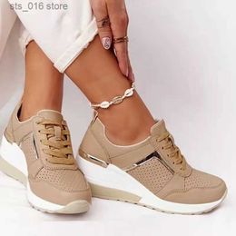 Dress Shoes Women's Shoes Spring Autumn New Leather Breathable Casual Shoes Outdoor Lightweight Non-slip Wedge Heel Thick-soled Sneakers T230829