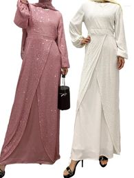 Ethnic Clothing Eid Sequins Dress For Women Long Sleeve Muslim Loose Abaya Party Dresses Ramadan Abayas Caftan Kaftan Elegant Vestidos