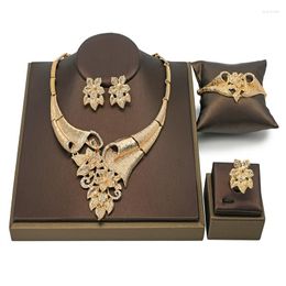 Necklace Earrings Set Moroccan Arabic Wedding Bridal Jewellery Woman Quality Dubai 18K Gold Plated Custom Jewellery Accessories