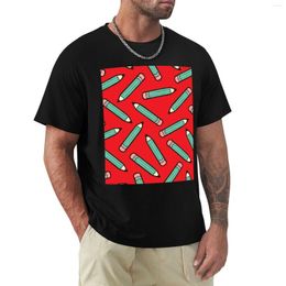 Men's Polos Pencil Power Red Pattern T-Shirt Funny T Shirt Short Sleeve Graphics Anime T-shirts For Men Cotton