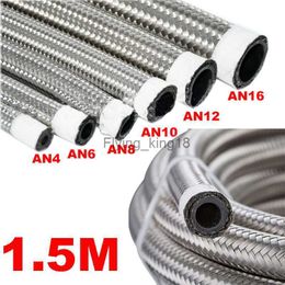 5FT AN4 AN6 AN8 AN10 AN12 AN16 Car Fuel Hose Oil Gas Cooler Line Pipe Tube Stainless Steel Braided Inside CPE Rubber HKD230829