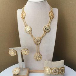 Necklace Earrings Set Dubai Gold Colour Nigerian Wedding Woman Accessories Fashion African Designer Wholesale