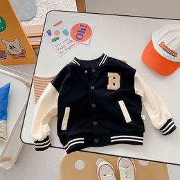 Jackets Melario Kids Baby Girls Autumn Spring Full Sleeve Patchwork Alphabet Baseball Uniform Children Boys Outwear Jacket Coat 2-7Y 230829