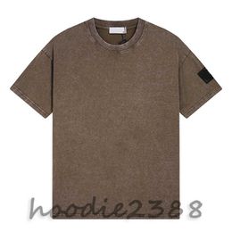 Stone,Brown short sleeve Designer T-shirt, made old wash short sleeve T-shirt, men and women alike, comfortable and breathable, casual all match size: M-XXL