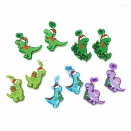 Dangle Earrings Cartoon Acrylic Dinosaur Funny Christmas Gift For Women Cool Cute Animal Colorful Fashion Xmas Earring Y2k Girl Jewelry