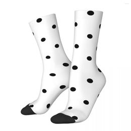 Men's Socks Hip Hop Retro Polka Dots Black And White Crazy Unisex Street Style Pattern Printed Novelty Crew Sock Boys Gift