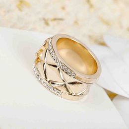 2023 Luxury quality charm punk band ring with diamond and rhombus shape design in 18k gold plated have box stamp PS7574A