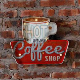 Metal Painting Vintage Coffee Pattern Metal Tin Sign Wall Plaque Art Poster LED Light Box Restaurant Dining Room Decor x0829