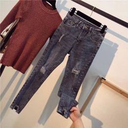 Jeans 2023 New Spring Pencil Jeans for Woman Plus Size Blue Elastic Stretchy Skinny Jeans for Women