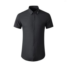 Men's Casual Shirts High Quality Luxury Jewelry Vintage Formal Summer Short Sleeves Dress Blank Plain Work Shirtgood