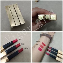 Y Brand Lipstick Luxury Girl Cosmetic Lip Beauty Makeup High Designer #1966 #21 #28 High Quality The Slim Rouge A Levres Matte Lipstick Long Lasting Waterproof 22g 3 Colour