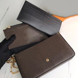 2023 Fashion designer women shoulder bags luxury Felicie handbags highs quality flower letter leather chain crossbody ladies plaid purses