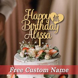 Other Event Party Supplies Personalised Cake Topper Acrylic Happy Birthday Cake Decoration Custom Name And Age For Wedding Engaged Party Anniversary 230828