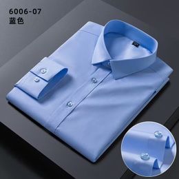 Mens Casual Shirts High Quality Formal White Shirt Non Iron Bamboo Fibre Business Clothing Slim Fit Long Sleeve Social 230829