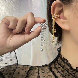 Backs Earrings Fake Piercing Ear Clip Tassel For Girls Women Korean Fashion Silver Colour Zircon No Hole Cartilage Jewellery EF041