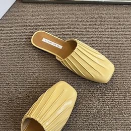 Slippers 2023 Summer Square Toe Mules Flats Women Shoes Casual Fashion Comfortable Work Sandals Flip Flop