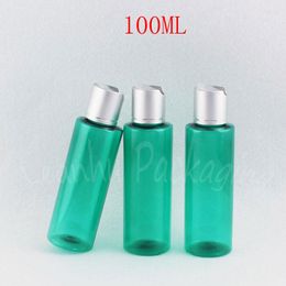 Storage Bottles 100ML Green Flat Shoulder Plastic Bottle 100CC Empty Cosmetic Container Shampoo / Lotion Travel Packaging