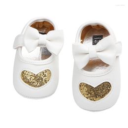 First Walkers Toddler Baby Girls Mary Jane Flats Non-Slip Sequin Heart Princess Dress Shoes Infant Crib Children's