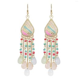 Dangle Earrings Bohemia Colorful Acrylic Beads Long Tassel Drop BOHO Handmade Big Resin Beaded For Women Ethnic Jewelry