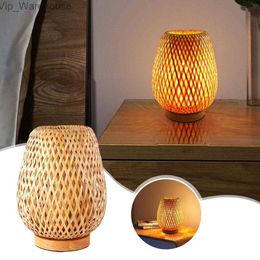 Retro New Chinese Style Desk Lamp Bamboo Weaving Table Lamp Creative Handmade Rattan Bedroom Restaurant Bedside Desk Lights HKD230829 HKD230829