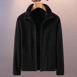 Men's Jackets Men Thick Fleece Winter Coat Cosy Jacket With Stand Collar Long Sleeves Pockets Stylish Warm For Autumn